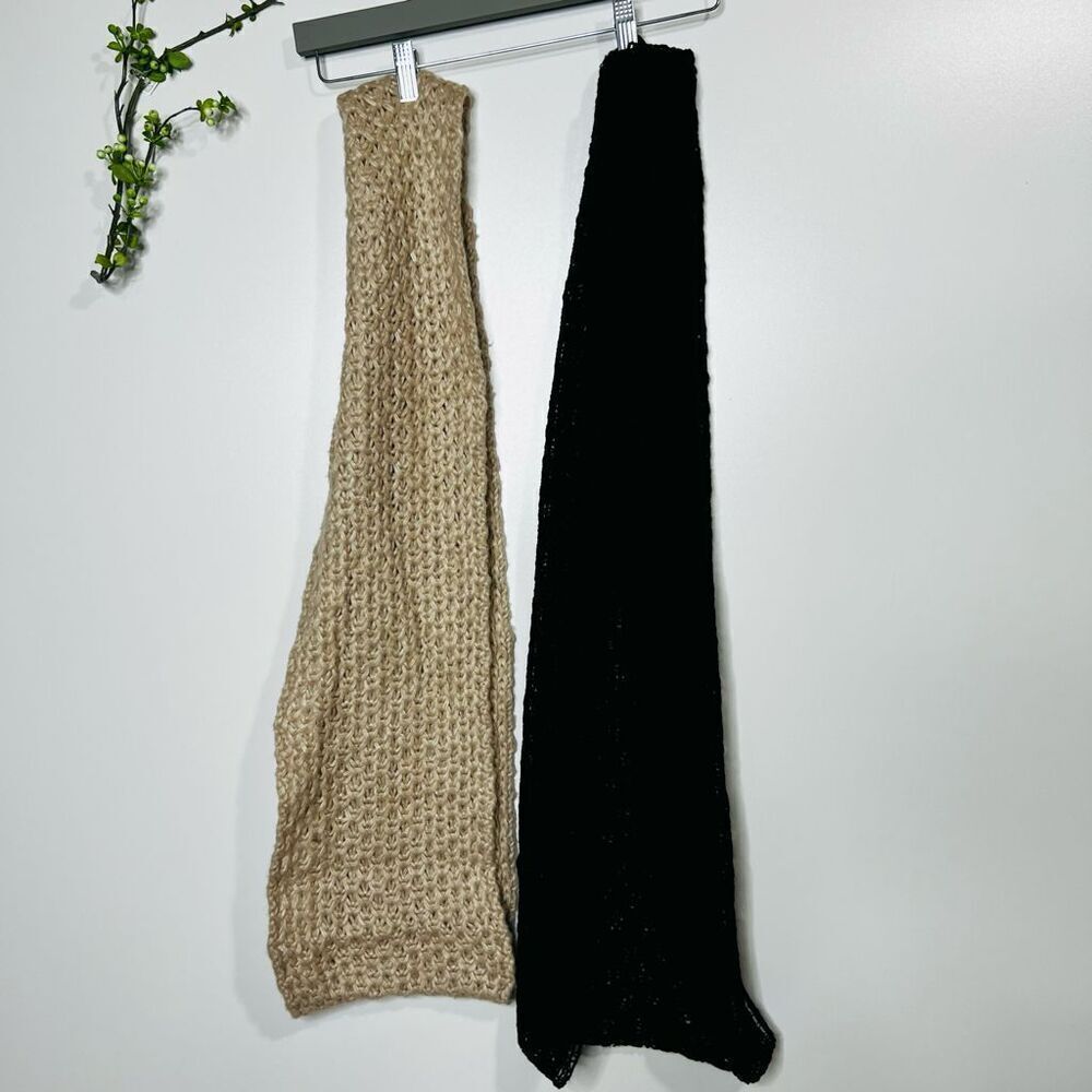 Aeropostale Infinity Warm Knit Scarf Bundle Tan Black